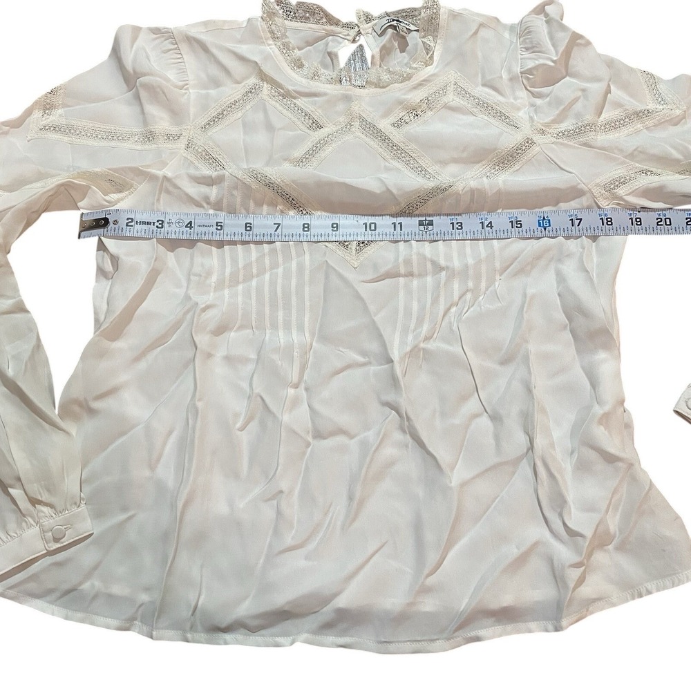 Madewell NWT Lace Insert Mock neck Top White Cream Size Small Silky - Picture 10 of 12